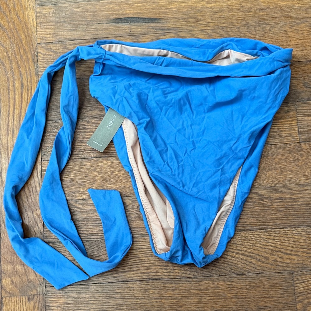 NWT Blue Bikini High Cut Bottom with Tie Detail